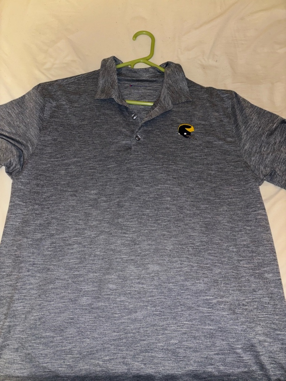 Michigan Wolverines Champion Brand Polo Grey Size L Embroidered Logo Football